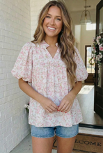 Load image into Gallery viewer, State Fair Summer Ruffle Neck Babydoll Blouse