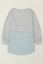 Load image into Gallery viewer, DEAR LOVE- Grey Crinkle Splicing Raw Hem High Low Oversized Blouse