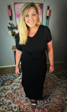 Load image into Gallery viewer, Cool Instincts- V-Neck Hidden Pocket Maxi T-Shirt Dress w/ Slits