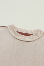 Load image into Gallery viewer, Coffee Colorblock Bishop Sleeve Ribbed Trim Sweater