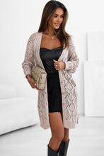 Load image into Gallery viewer, FASHION HOUSE- Khaki Hollow-out Openwork Knit Cardigan