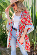 Load image into Gallery viewer, Picnic in the Park Red Floral Kimono- AMOLI