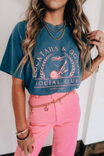 Load image into Gallery viewer, Cocktails & Gossip Navy Mock Neck Tee by Southern Bliss Co.