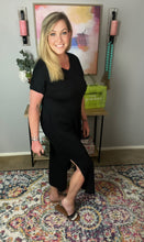 Load image into Gallery viewer, Cool Instincts- V-Neck Hidden Pocket Maxi T-Shirt Dress w/ Slits