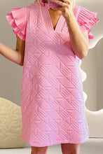 Load image into Gallery viewer, Ruffled Notched Cap Sleeve Mini Dress