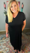 Load image into Gallery viewer, Cool Instincts- V-Neck Hidden Pocket Maxi T-Shirt Dress w/ Slits