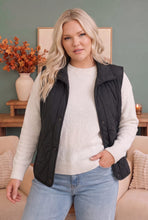 Load image into Gallery viewer, Cozy Days Black Quilted Snap Button Vest