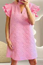 Load image into Gallery viewer, Ruffled Notched Cap Sleeve Mini Dress