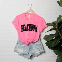 Load image into Gallery viewer, OLIVE & IVORY- Beach Bum Curved Short Sleeve V-Neck Tee XS THRU XL