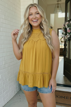 Load image into Gallery viewer, Golden Hour Lace Yoke Babydoll Top