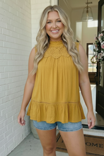 Load image into Gallery viewer, Golden Hour Lace Yoke Babydoll Top