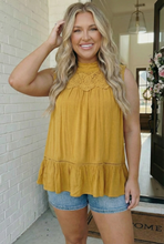 Load image into Gallery viewer, Golden Hour Lace Yoke Babydoll Top