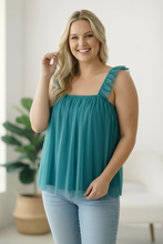 Load image into Gallery viewer, Dreamy Teal Tulle Tank Top