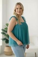 Load image into Gallery viewer, Dreamy Teal Tulle Tank Top