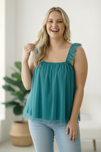 Load image into Gallery viewer, Dreamy Teal Tulle Tank Top