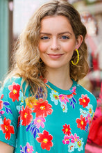 Load image into Gallery viewer, Canary Yellow Block Bead Open Hoop Earrings