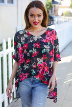 Load image into Gallery viewer, The Perfect Find Black Multicolor Floral Crochet V Neck Top
