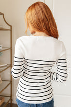 Load image into Gallery viewer, SP24- ONE ELEVEN NORTH- Be Still V-Neck Striped Sweater
