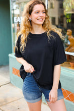Load image into Gallery viewer, Be Bold Black Crinkle Texture Pocketed Dolman Top