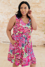 Load image into Gallery viewer, WHITE BIRCH- Bless Your Heart V-Neck Dress in Neon Fuchsia