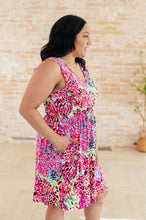 Load image into Gallery viewer, WHITE BIRCH- Bless Your Heart V-Neck Dress in Neon Fuchsia