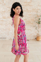 Load image into Gallery viewer, WHITE BIRCH- Bless Your Heart V-Neck Dress in Neon Fuchsia