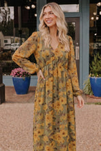 Load image into Gallery viewer, Golden Blooms Floral Maxi Dress