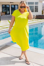 Load image into Gallery viewer, DEAR SCARLETT- Dolman Sleeve Maxi Dress in Neon Yellow