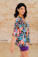Load image into Gallery viewer, DEAR SCARLETT- Dreamer Peplum Top in Black Multi Floral