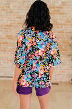 Load image into Gallery viewer, DEAR SCARLETT- Dreamer Peplum Top in Black Multi Floral