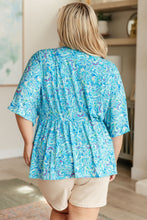 Load image into Gallery viewer, DEAR SCARLETT- Dreamer Peplum Top in Blue and Teal Paisley