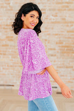 Load image into Gallery viewer, DEAR SCARLETT- Dreamer Peplum Top in Lavender Leopard