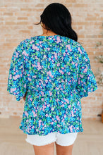Load image into Gallery viewer, DEAR SCARLETT- Dreamer Peplum Top in Navy and Mint Floral