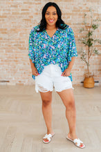 Load image into Gallery viewer, DEAR SCARLETT- Dreamer Peplum Top in Navy and Mint Floral