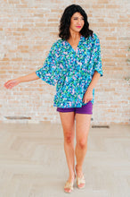 Load image into Gallery viewer, DEAR SCARLETT- Dreamer Peplum Top in Navy and Mint Floral