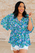 Load image into Gallery viewer, DEAR SCARLETT- Dreamer Peplum Top in Navy and Mint Floral