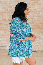 Load image into Gallery viewer, DEAR SCARLETT- Dreamer Peplum Top in Navy and Mint Floral