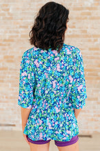 Load image into Gallery viewer, DEAR SCARLETT- Dreamer Peplum Top in Navy and Mint Floral