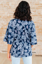 Load image into Gallery viewer, DEAR SCARLETT- Dreamer Peplum Top in Navy and Pink Paisley