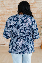 Load image into Gallery viewer, DEAR SCARLETT- Dreamer Peplum Top in Navy and Pink Paisley