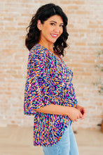 Load image into Gallery viewer, DEAR SCARLETT- Dreamer Peplum Top in Painted Royal Multi