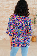 Load image into Gallery viewer, DEAR SCARLETT- Dreamer Peplum Top in Painted Royal Multi