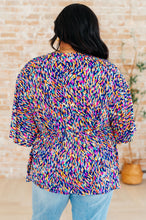 Load image into Gallery viewer, DEAR SCARLETT- Dreamer Peplum Top in Painted Royal Multi