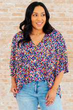 Load image into Gallery viewer, DEAR SCARLETT- Dreamer Peplum Top in Painted Royal Multi
