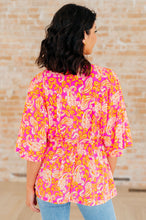 Load image into Gallery viewer, DEAR SCARLETT- Dreamer Peplum Top in Pink Filigree