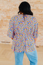 Load image into Gallery viewer, DEAR SCARLETT- Dreamer Peplum Top in Purple Retro Ditsy Floral