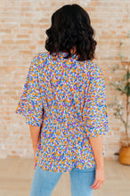 Load image into Gallery viewer, DEAR SCARLETT- Dreamer Peplum Top in Purple Retro Ditsy Floral