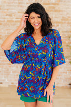 Load image into Gallery viewer, DEAR SCARLETT- Dreamer Peplum Top in Royal and Red Abstract