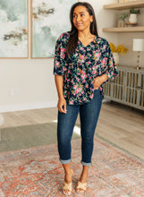 Load image into Gallery viewer, DEAR SCARLETT- Dreamer Top in Navy and Pink Vintage Bouquet