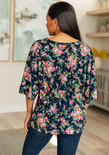 Load image into Gallery viewer, DEAR SCARLETT- Dreamer Top in Navy and Pink Vintage Bouquet
